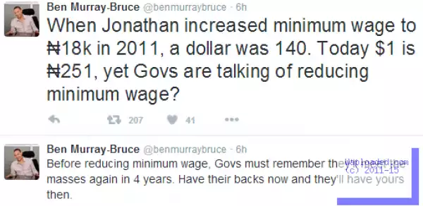 Before Reducing Minimum Wage, Remember You Will Meet The Masses 4 Yrs After Now- Ben Bruce To Govs